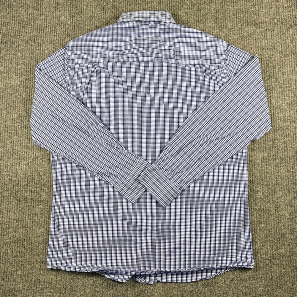 Duchamp London Mens Tailored Fit Gingham Button Down Shirt Blue White 17/XL - Picture 8 of 10